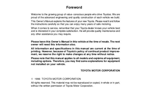Download Service Manual Pdf 1996 Toyota Corolla